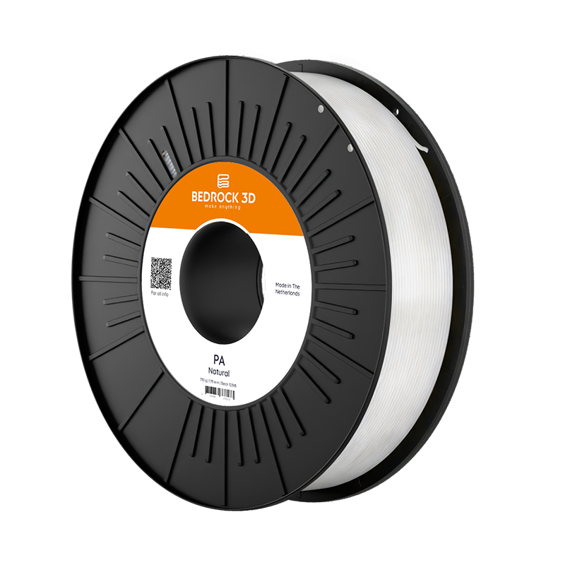 Reel of natural PA filament from BEDROCK 3D for 3D printing